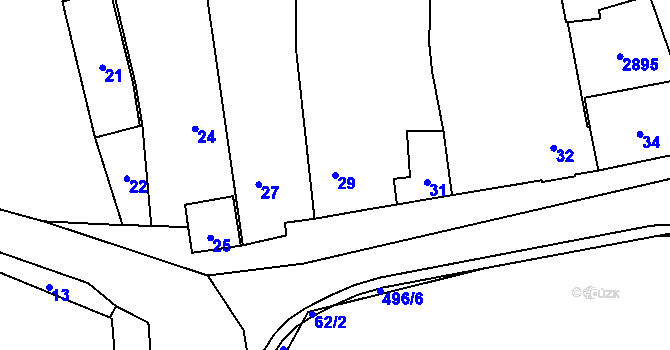 Parcela st. 29 v KÚ Močerady, Katastrální mapa