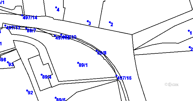 Parcela st. 89/8 v KÚ Močerady, Katastrální mapa