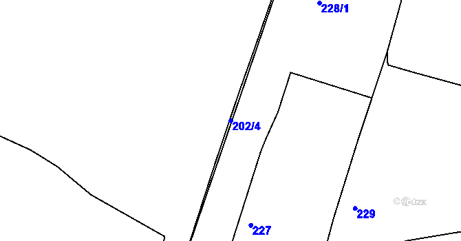 Parcela st. 202/4 v KÚ Nové Dvory u Močerad, Katastrální mapa