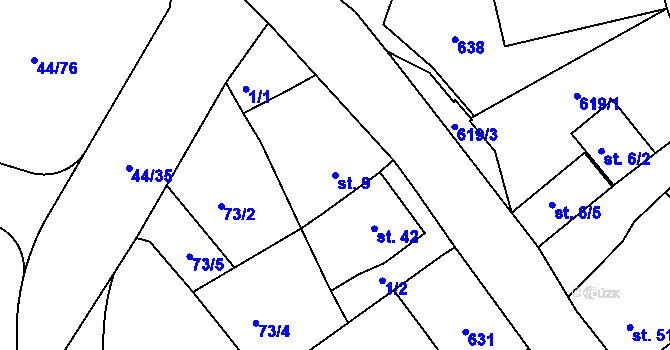 Parcela st. 9 v KÚ Kvítkov u Modlan, Katastrální mapa