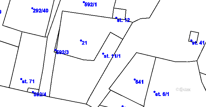 Parcela st. 11/1 v KÚ Kvítkov u Modlan, Katastrální mapa