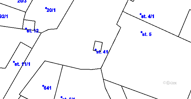 Parcela st. 41 v KÚ Kvítkov u Modlan, Katastrální mapa