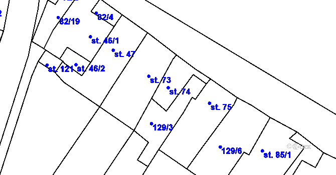 Parcela st. 74 v KÚ Kvítkov u Modlan, Katastrální mapa