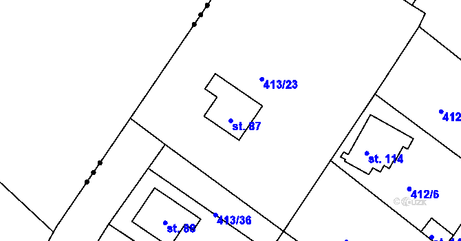 Parcela st. 87 v KÚ Kvítkov u Modlan, Katastrální mapa