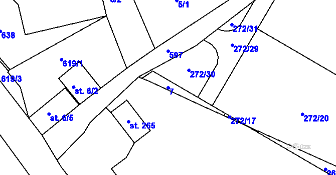 Parcela st. 7 v KÚ Kvítkov u Modlan, Katastrální mapa