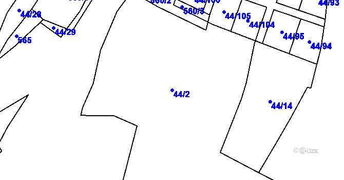Parcela st. 44/2 v KÚ Kvítkov u Modlan, Katastrální mapa