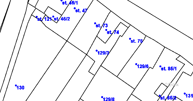 Parcela st. 129/3 v KÚ Kvítkov u Modlan, Katastrální mapa