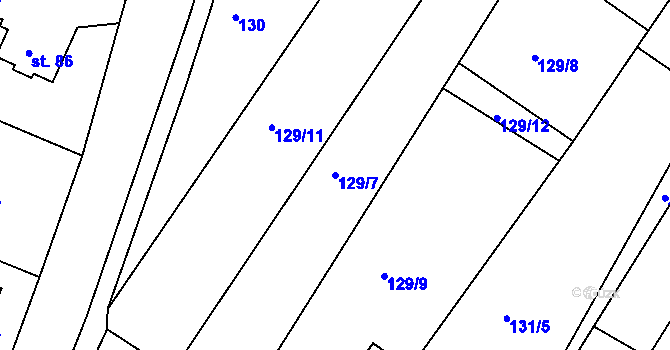 Parcela st. 129/7 v KÚ Kvítkov u Modlan, Katastrální mapa