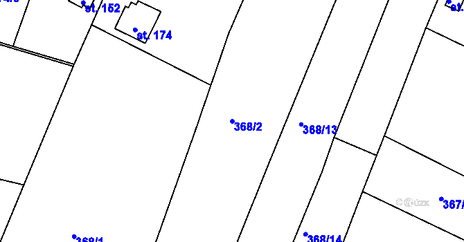 Parcela st. 368/2 v KÚ Kvítkov u Modlan, Katastrální mapa