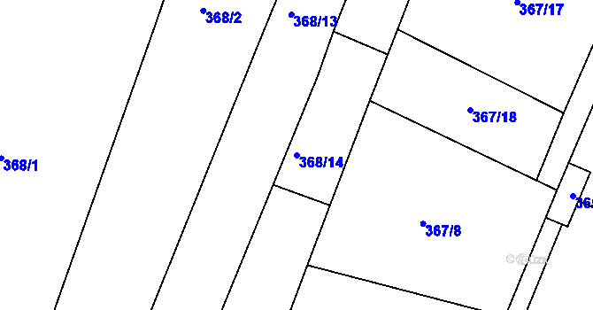 Parcela st. 368/14 v KÚ Kvítkov u Modlan, Katastrální mapa