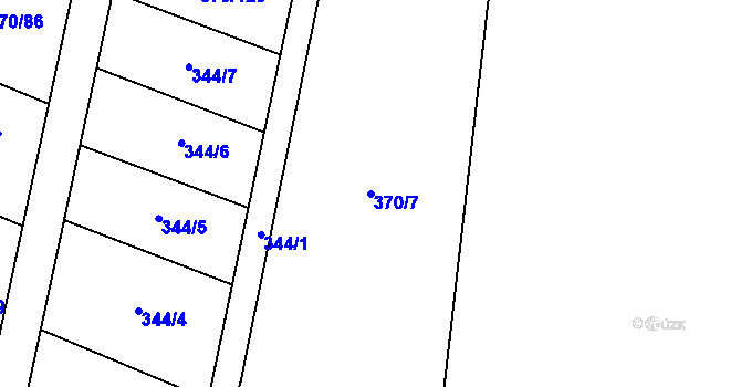 Parcela st. 370/7 v KÚ Kvítkov u Modlan, Katastrální mapa
