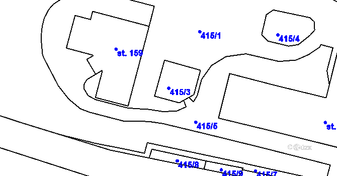 Parcela st. 415/3 v KÚ Kvítkov u Modlan, Katastrální mapa