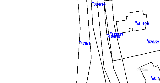 Parcela st. 478/1 v KÚ Kvítkov u Modlan, Katastrální mapa