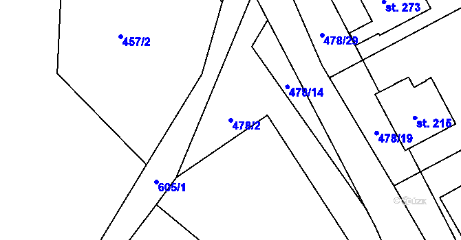 Parcela st. 478/2 v KÚ Kvítkov u Modlan, Katastrální mapa