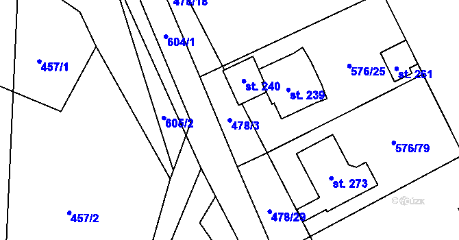 Parcela st. 478/3 v KÚ Kvítkov u Modlan, Katastrální mapa
