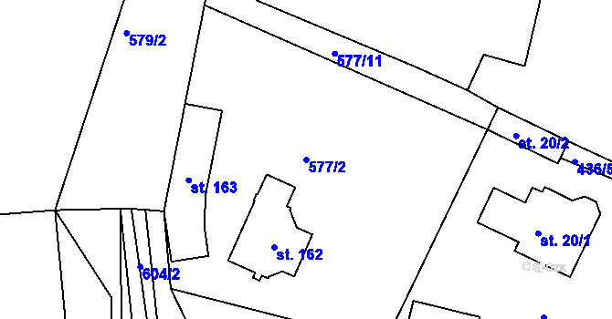 Parcela st. 577/2 v KÚ Kvítkov u Modlan, Katastrální mapa