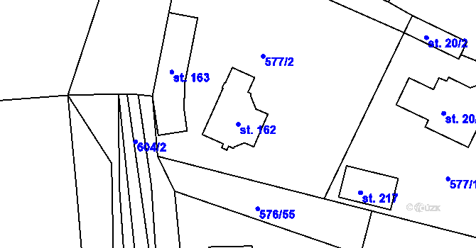 Parcela st. 162 v KÚ Kvítkov u Modlan, Katastrální mapa
