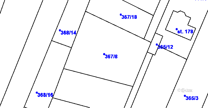 Parcela st. 367/8 v KÚ Kvítkov u Modlan, Katastrální mapa