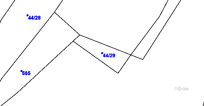Parcela st. 44/29 v KÚ Kvítkov u Modlan, Katastrální mapa