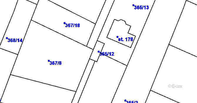 Parcela st. 365/12 v KÚ Kvítkov u Modlan, Katastrální mapa