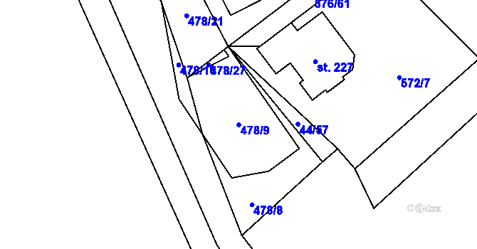 Parcela st. 478/9 v KÚ Kvítkov u Modlan, Katastrální mapa