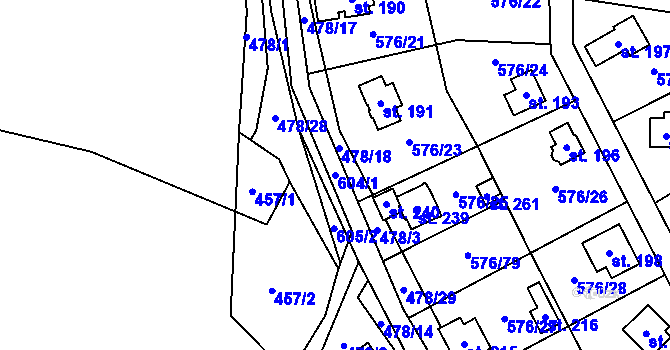 Parcela st. 604/1 v KÚ Kvítkov u Modlan, Katastrální mapa