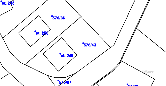 Parcela st. 576/43 v KÚ Kvítkov u Modlan, Katastrální mapa
