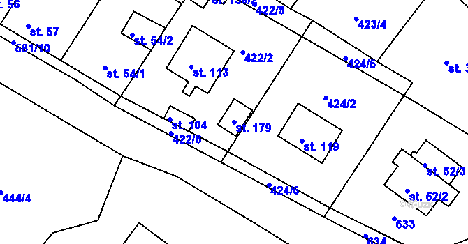 Parcela st. 179 v KÚ Kvítkov u Modlan, Katastrální mapa