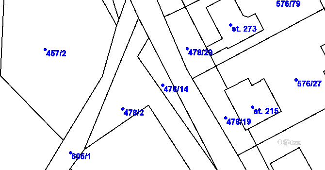 Parcela st. 478/14 v KÚ Kvítkov u Modlan, Katastrální mapa