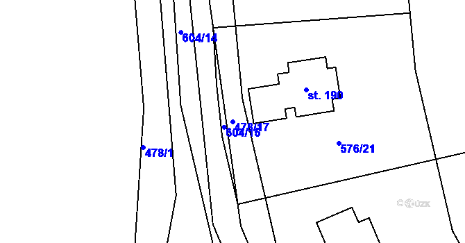 Parcela st. 478/17 v KÚ Kvítkov u Modlan, Katastrální mapa