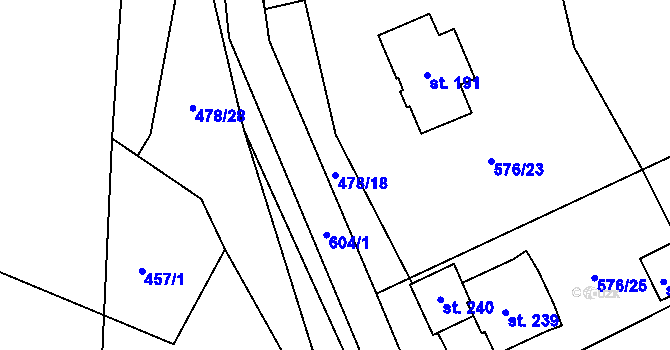 Parcela st. 478/18 v KÚ Kvítkov u Modlan, Katastrální mapa