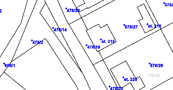 Parcela st. 478/19 v KÚ Kvítkov u Modlan, Katastrální mapa