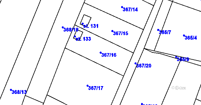Parcela st. 367/16 v KÚ Kvítkov u Modlan, Katastrální mapa