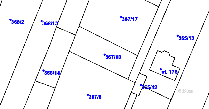 Parcela st. 367/18 v KÚ Kvítkov u Modlan, Katastrální mapa