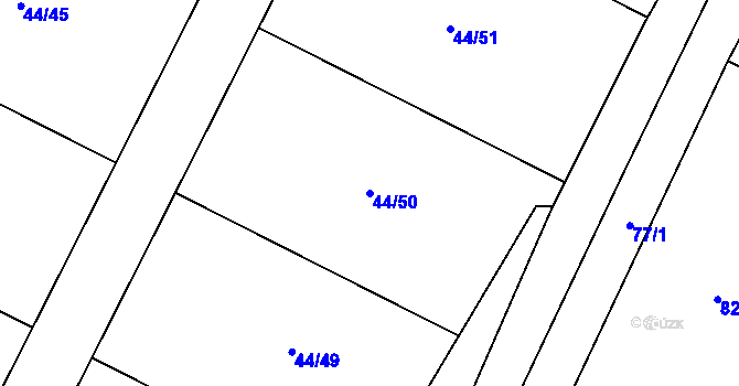 Parcela st. 44/50 v KÚ Kvítkov u Modlan, Katastrální mapa