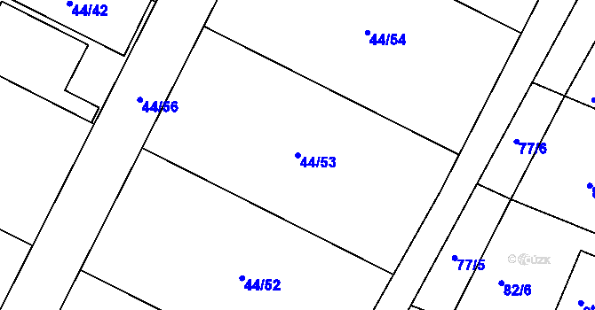 Parcela st. 44/53 v KÚ Kvítkov u Modlan, Katastrální mapa