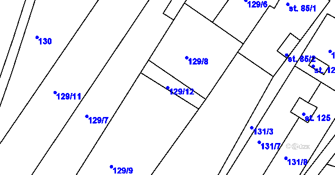 Parcela st. 129/12 v KÚ Kvítkov u Modlan, Katastrální mapa
