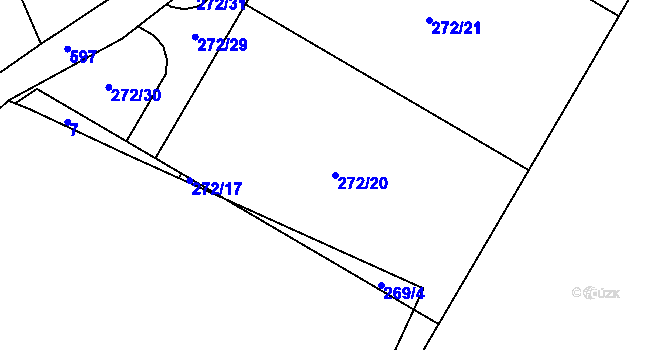 Parcela st. 272/20 v KÚ Kvítkov u Modlan, Katastrální mapa