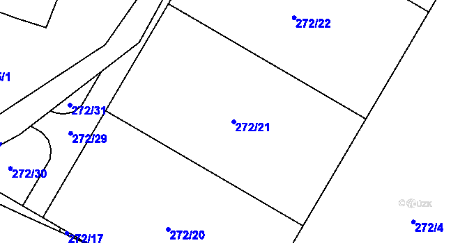 Parcela st. 272/21 v KÚ Kvítkov u Modlan, Katastrální mapa