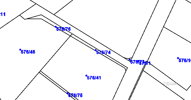 Parcela st. 576/74 v KÚ Kvítkov u Modlan, Katastrální mapa