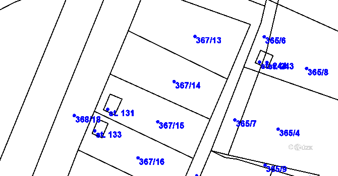 Parcela st. 367/21 v KÚ Kvítkov u Modlan, Katastrální mapa