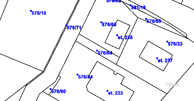 Parcela st. 576/84 v KÚ Kvítkov u Modlan, Katastrální mapa