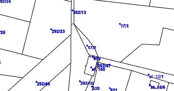 Parcela st. 17/2 v KÚ Kvítkov u Modlan, Katastrální mapa