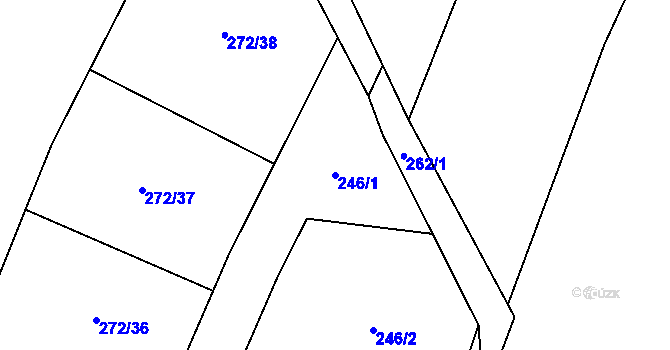 Parcela st. 246/1 v KÚ Kvítkov u Modlan, Katastrální mapa