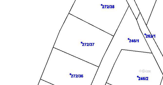 Parcela st. 272/37 v KÚ Kvítkov u Modlan, Katastrální mapa