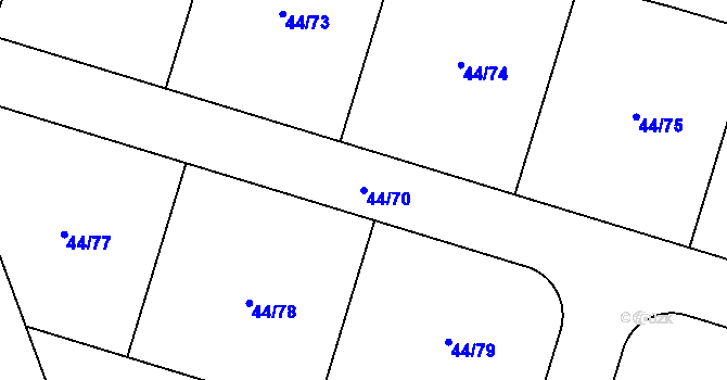 Parcela st. 44/70 v KÚ Kvítkov u Modlan, Katastrální mapa