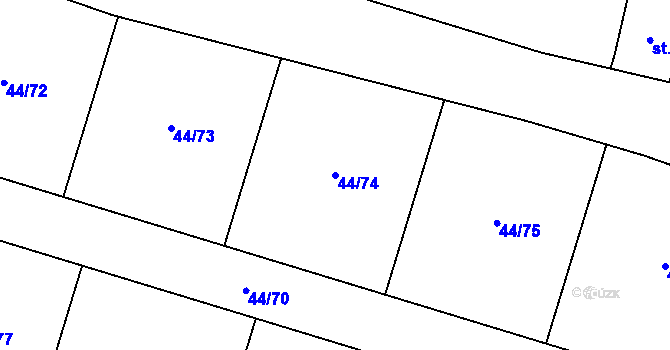 Parcela st. 44/74 v KÚ Kvítkov u Modlan, Katastrální mapa