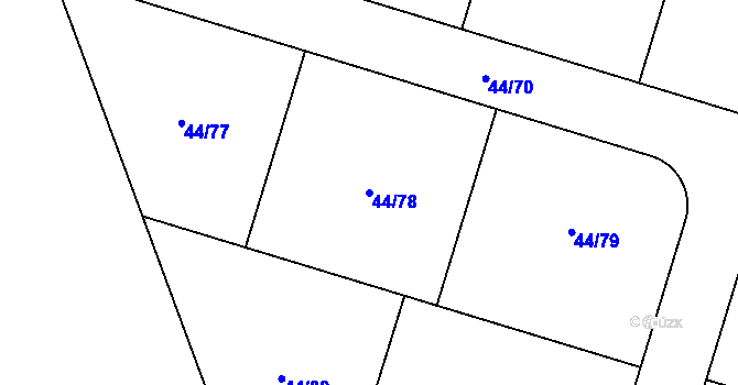 Parcela st. 44/78 v KÚ Kvítkov u Modlan, Katastrální mapa