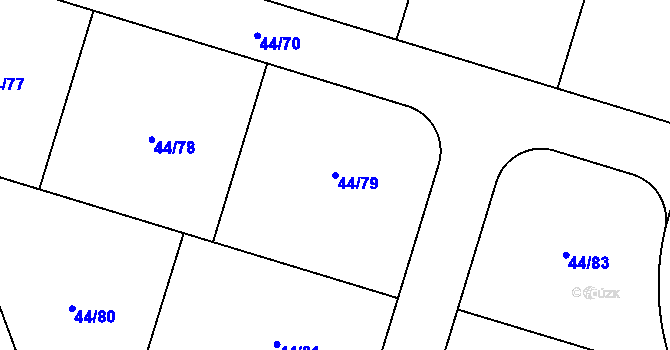 Parcela st. 44/79 v KÚ Kvítkov u Modlan, Katastrální mapa