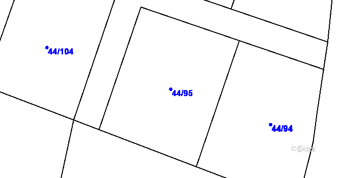 Parcela st. 44/95 v KÚ Kvítkov u Modlan, Katastrální mapa